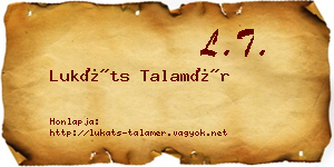 Lukáts Talamér névjegykártya